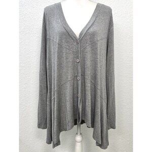 CABLE & GAUGE Woman Plus SIZE 1X Gray Knit Basic Button-Front CARDIGAN *Read*